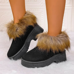 Women's Fluffy Slippers Plush Warm Platform Shoes