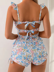 Tankini Set Floral Print Two-Piece Swimwear with Bottom Trendy Modest Swim Suit forwear