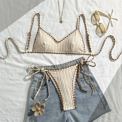 Wrinkled Crinkled Bikini Two-pieces Bikini Set