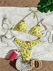 XS - L Halter Lemon Printed Bikini Two-pieces Bikini Set