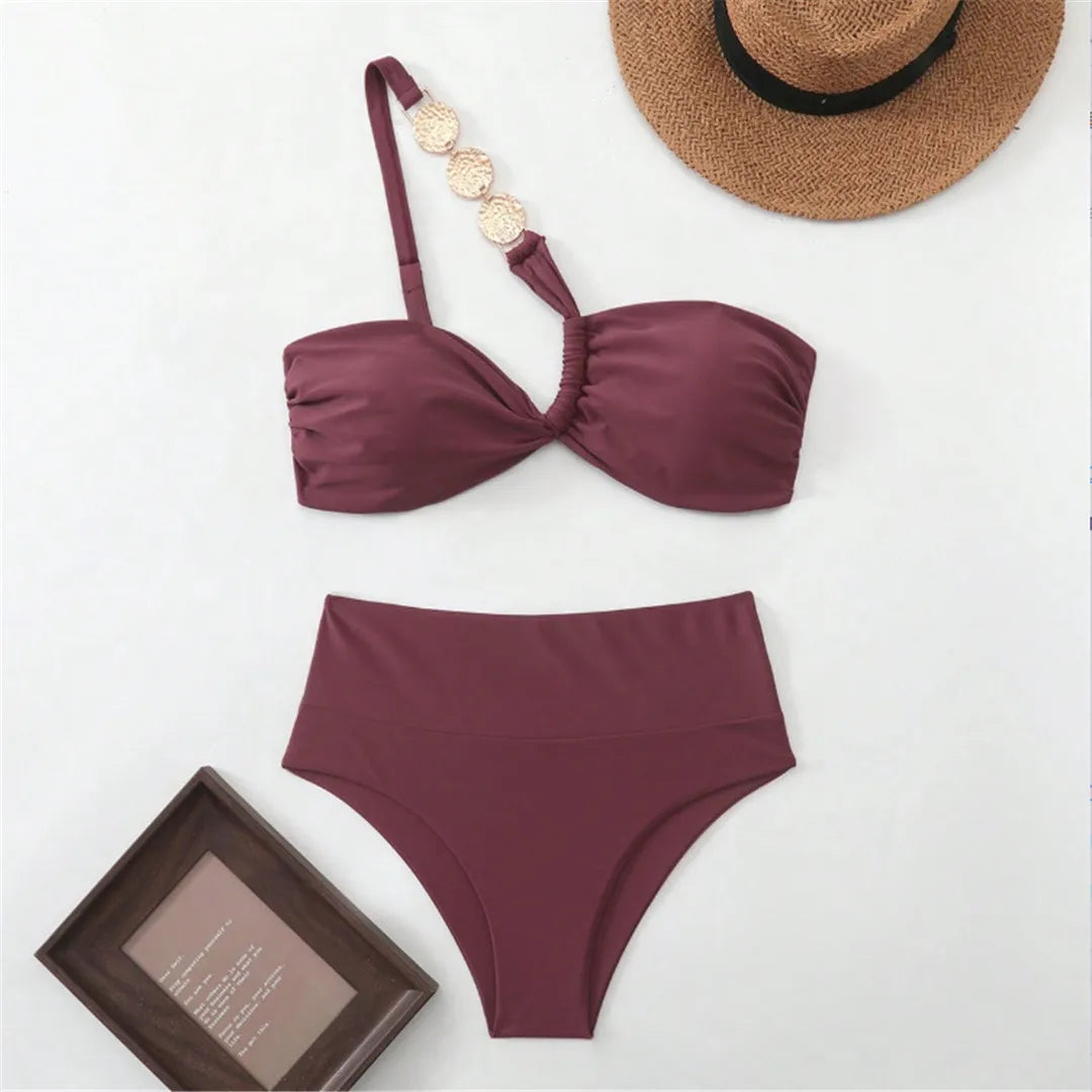 XS - L One Shoulder Bikini Two-pieces Bikini Set