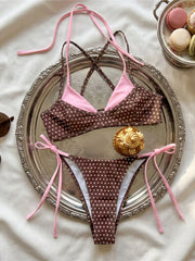 XS - L Polka Dot Splicing Halter Bikini Two-pieces Bikini Set
