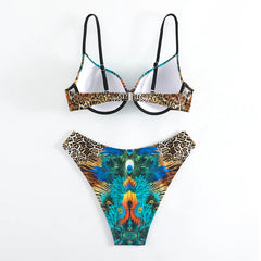XS-XXL peacock leopard print bikini Set two pieces swimsuitwear bathingwear biquini