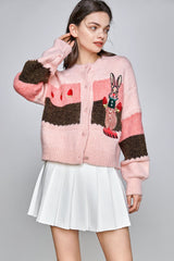 Yuleimy Peach Puff Color Block Cardigan