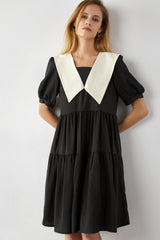 Kaylie Black Lapel Midi Dress