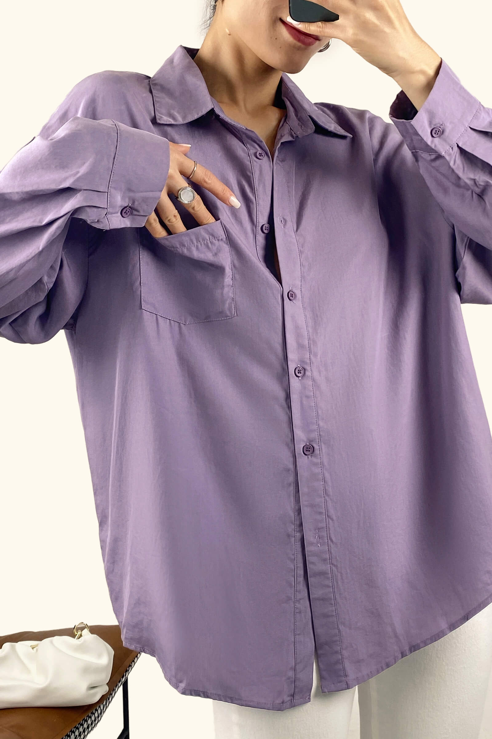 Slate Blue  Long Sleeve Button Front Shirt