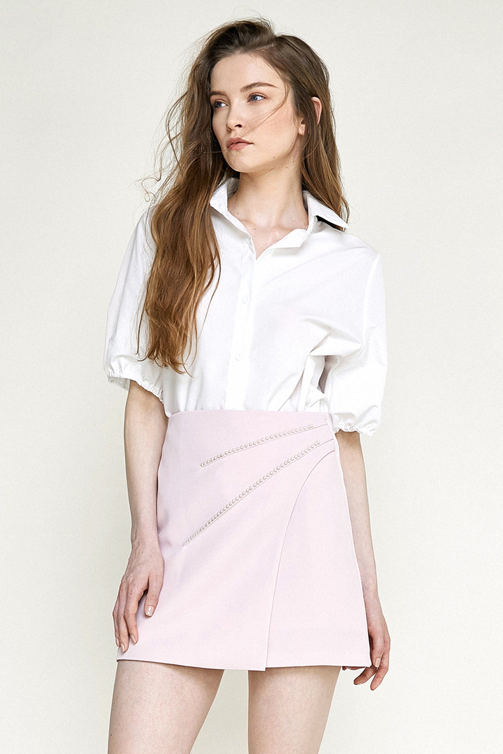 White Short Puff Sleeve Shirt