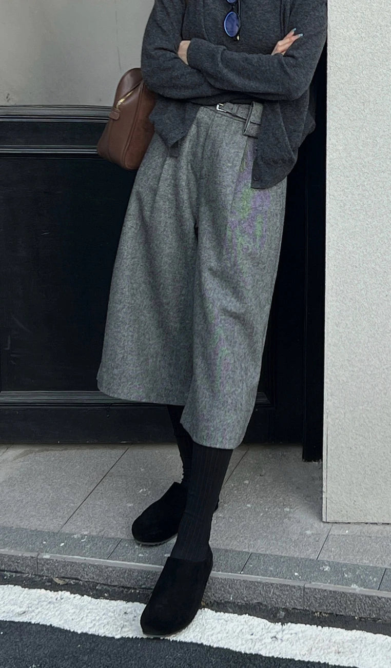 Minimalist Wool Blend Relaxed Fit Winter Pants