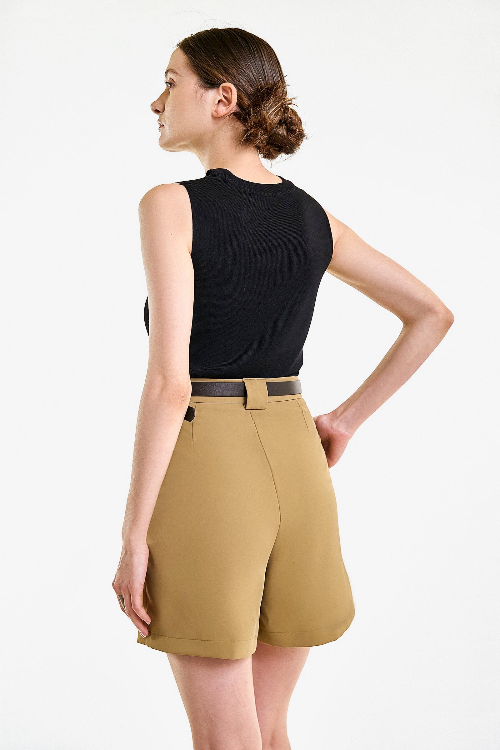 Black Rib-Knit Asymmetric Cut Out Tank Top