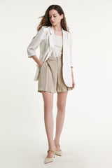 Old Lace Satin Pleated Front A-Line Shorts