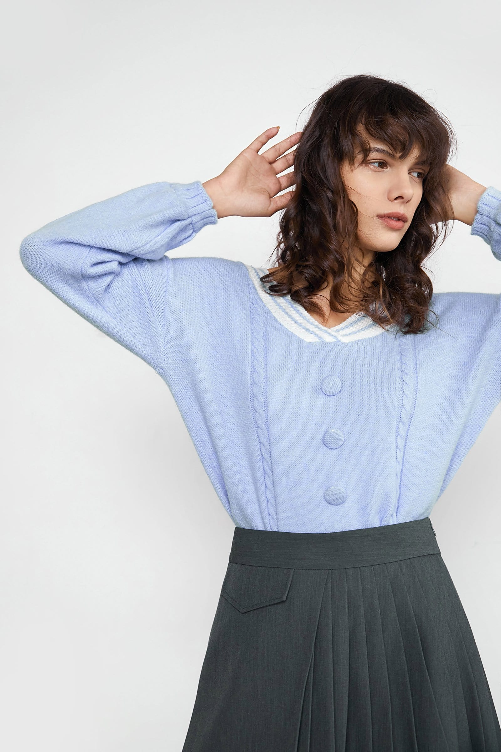 Jaquan Cornflower Blue V-Neck Sweater