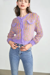 Oktober Medium Purple Button-Up Cardigan