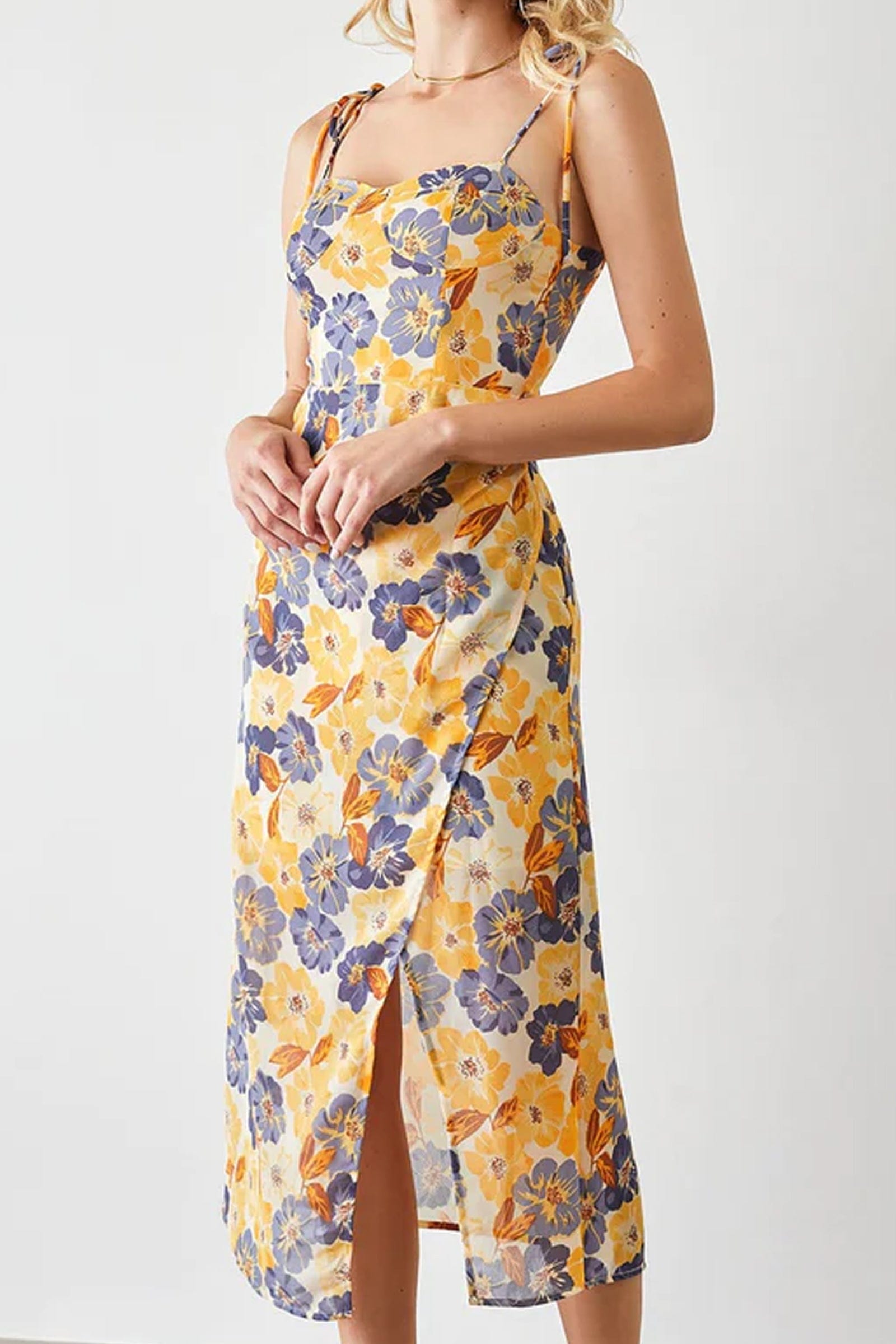 Paityn Gold Floral Midi Dress