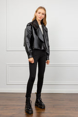 Alexa Black Oversize Vegan Leather Jacket