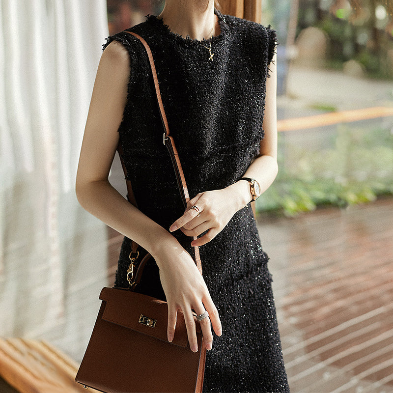 Librada Black Button Short Sleeve Mini Dress