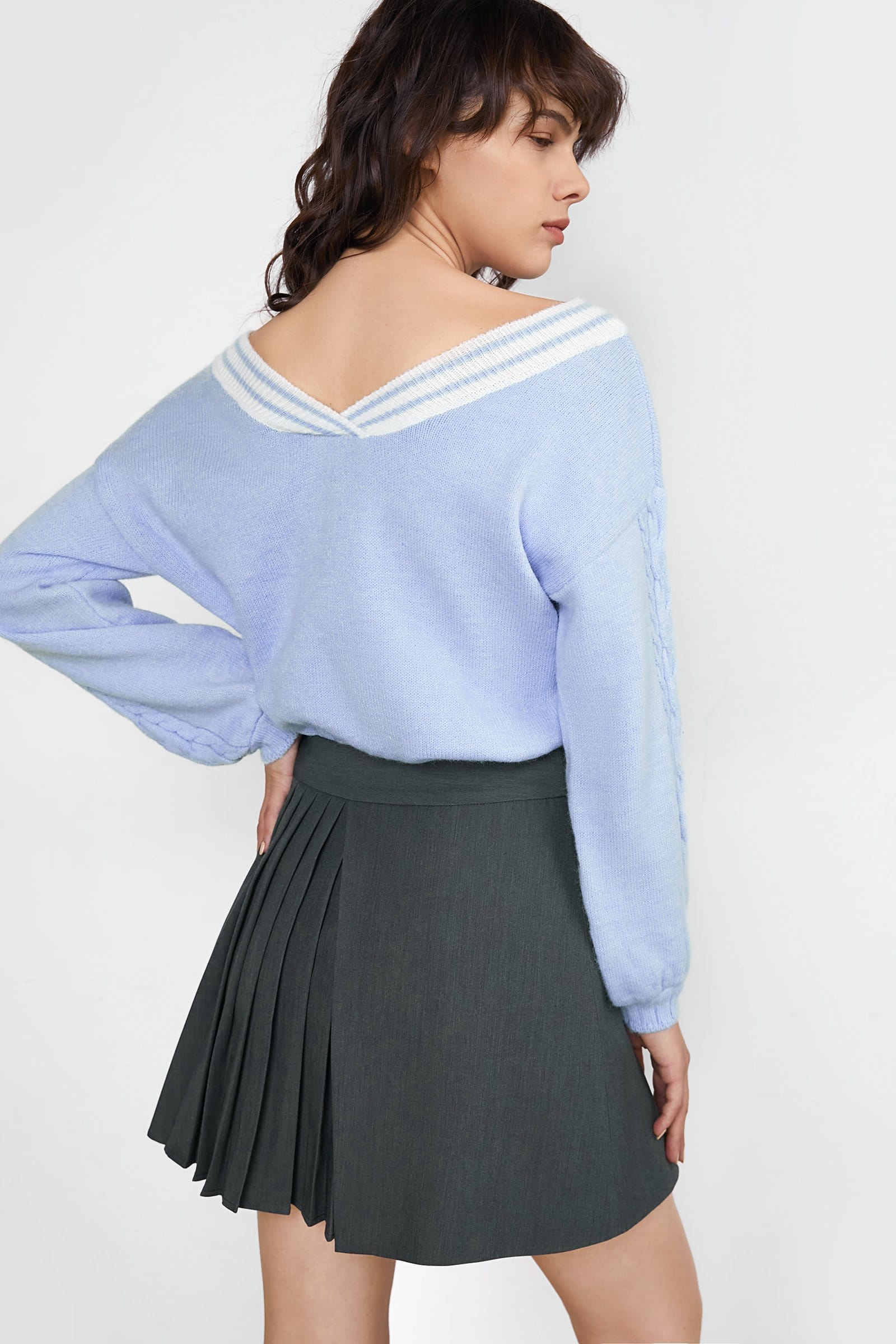 Jaquan Cornflower Blue V-Neck Sweater