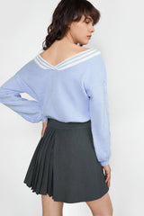 Jaquan Cornflower Blue V-Neck Sweater