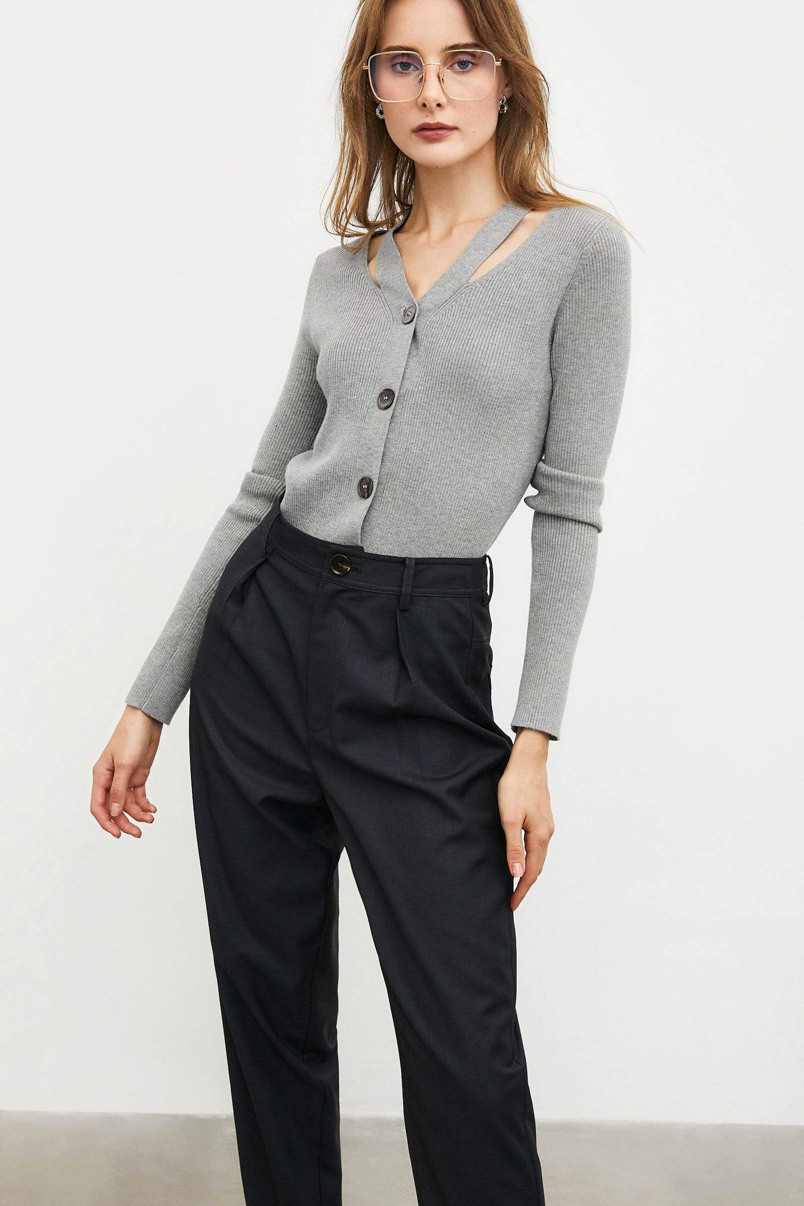 Grey Button-Up Cardigan