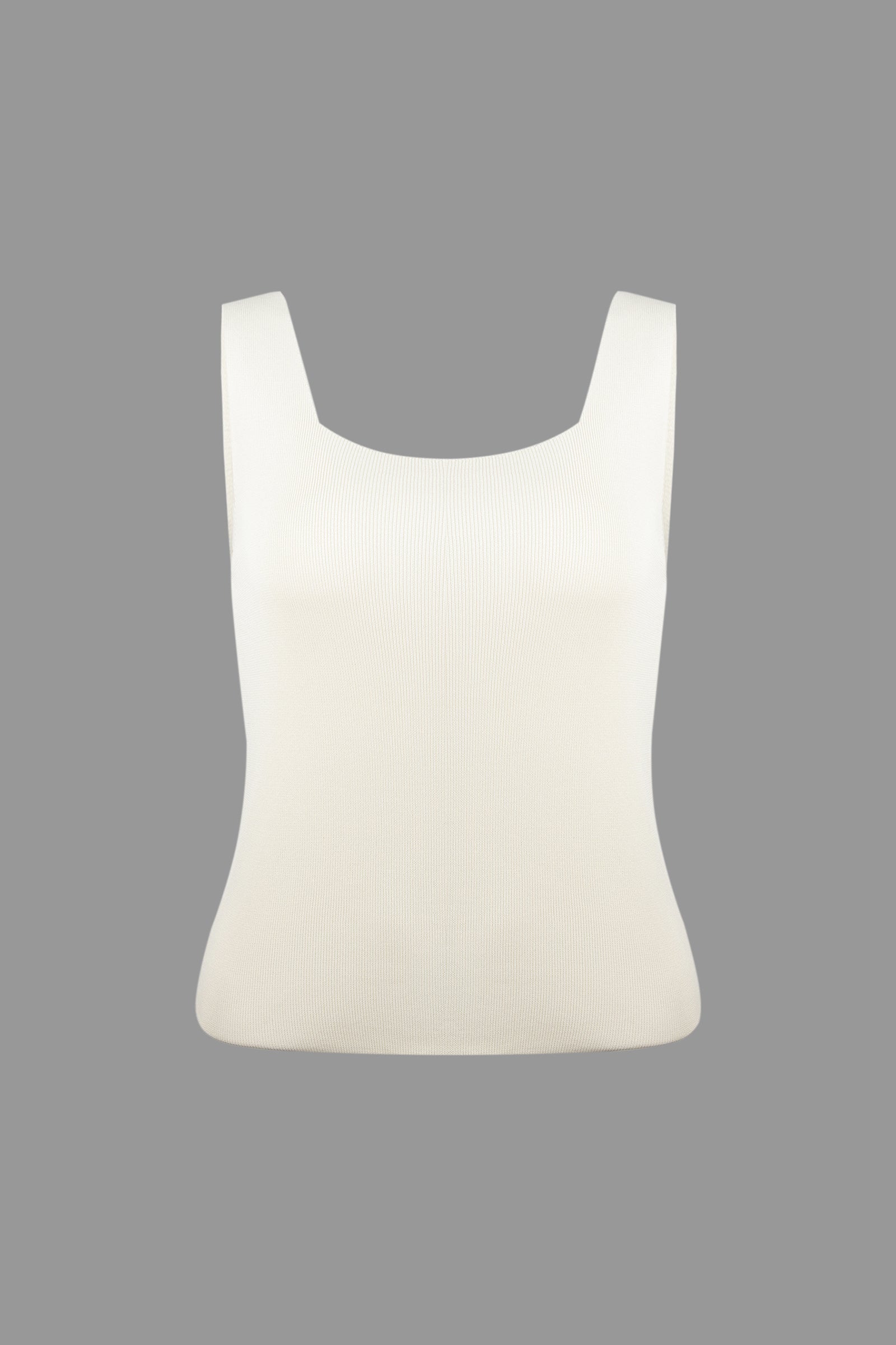Old Lace Square Neck Soft Rib Knitted Tank Top