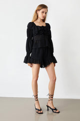 Kyra Black Crop Blouse