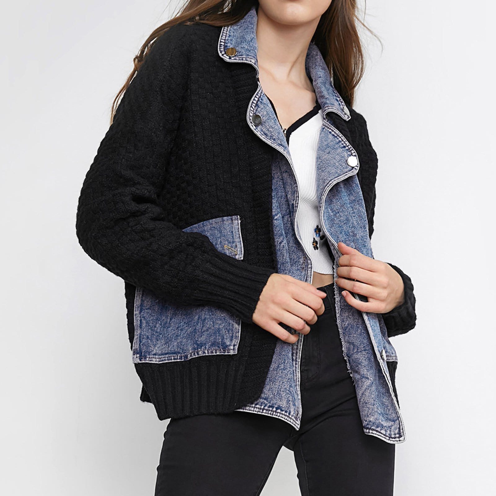 Mishka Black Knit Denim Jacket