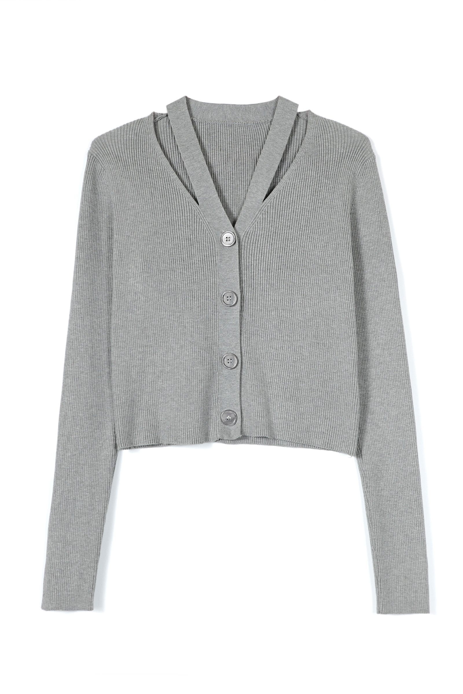 Grey Button-Up Cardigan