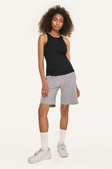 Women's Light Grey Drawstring Longline Cotton Sportswear