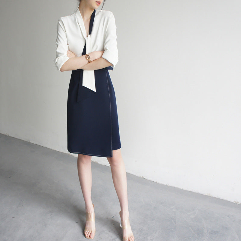 Contrast Lace-Trimmed White Blouse