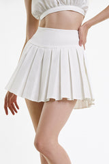White High Rise Pleated Mini Skirt
