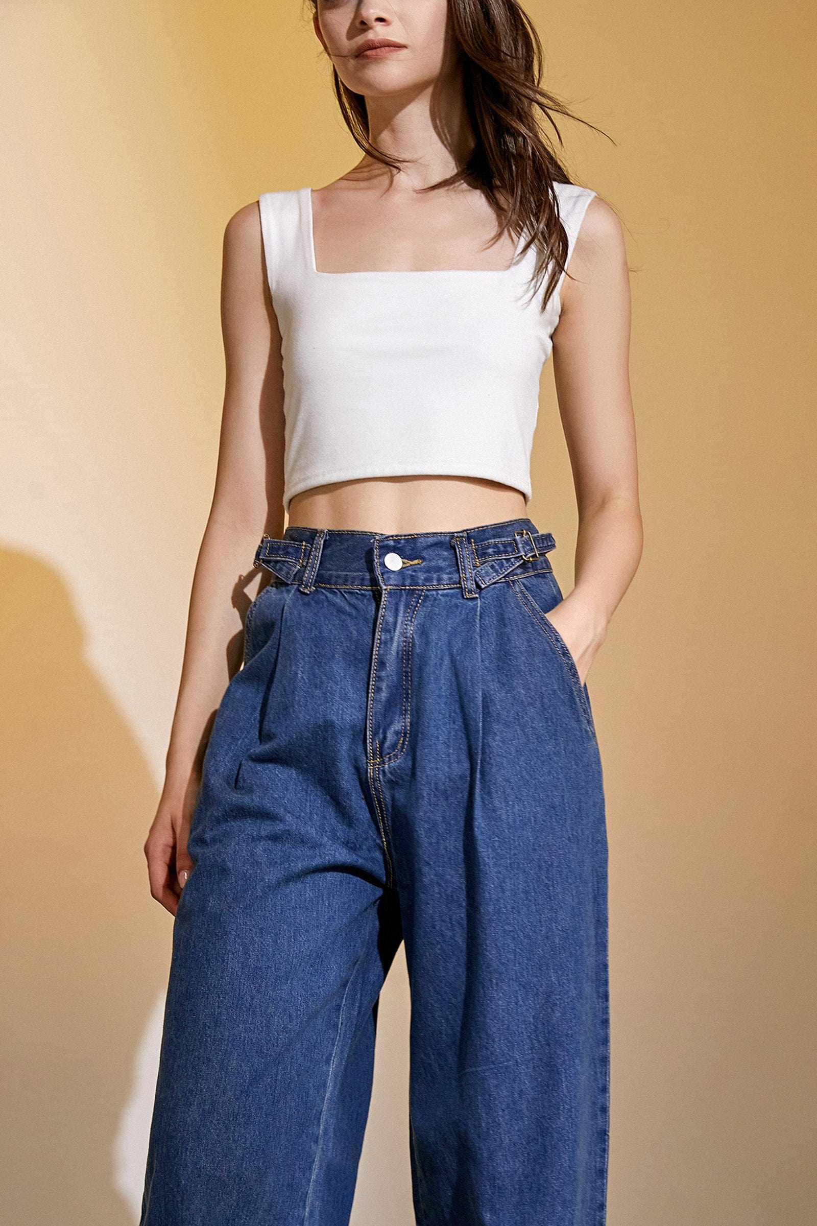 Royal Blue Full-Length Wide Leg Jeans