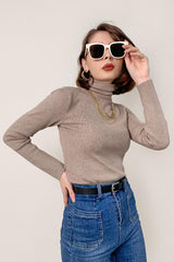 Tan Slim Fit Turtleneck Sweater