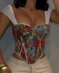Off-The-Shoulder Tie Back Slim Fit Corset Top