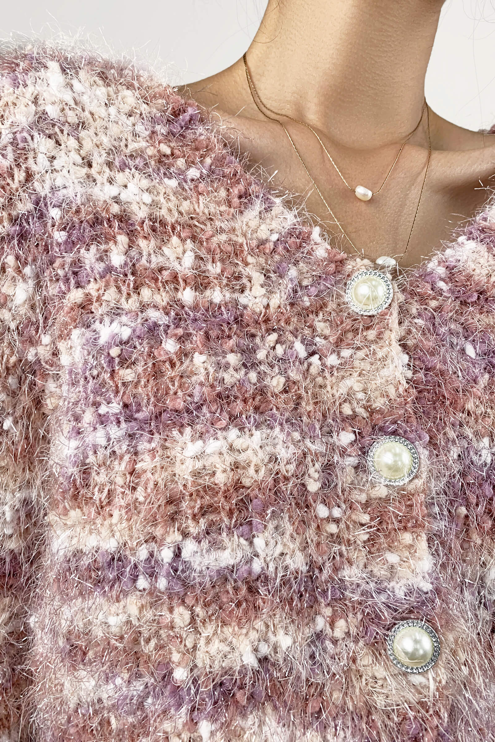 Pink Striped Fuzzy Knit Cardigan