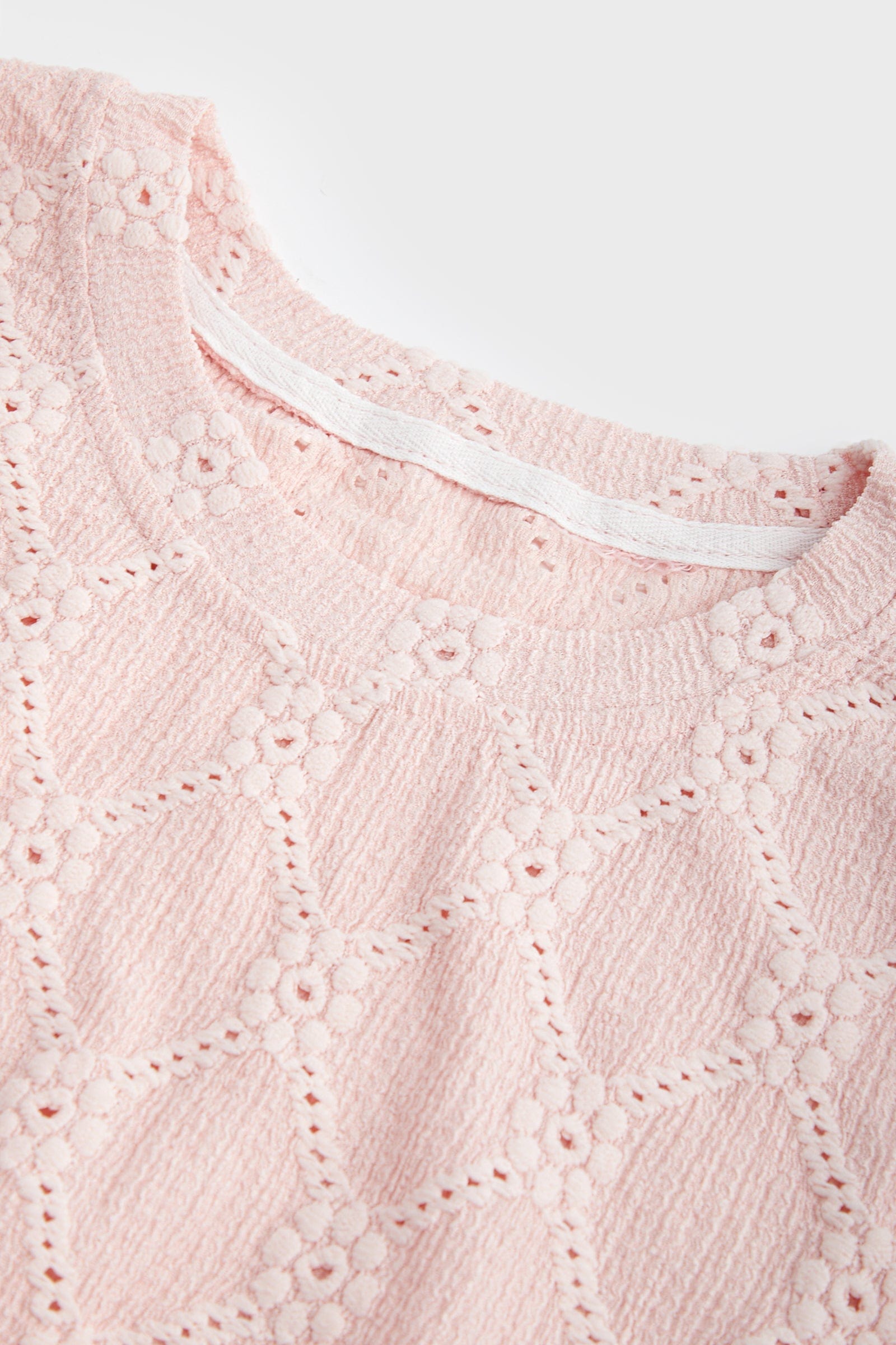 Light Pink Jacquard Short Sleeve T-shirt