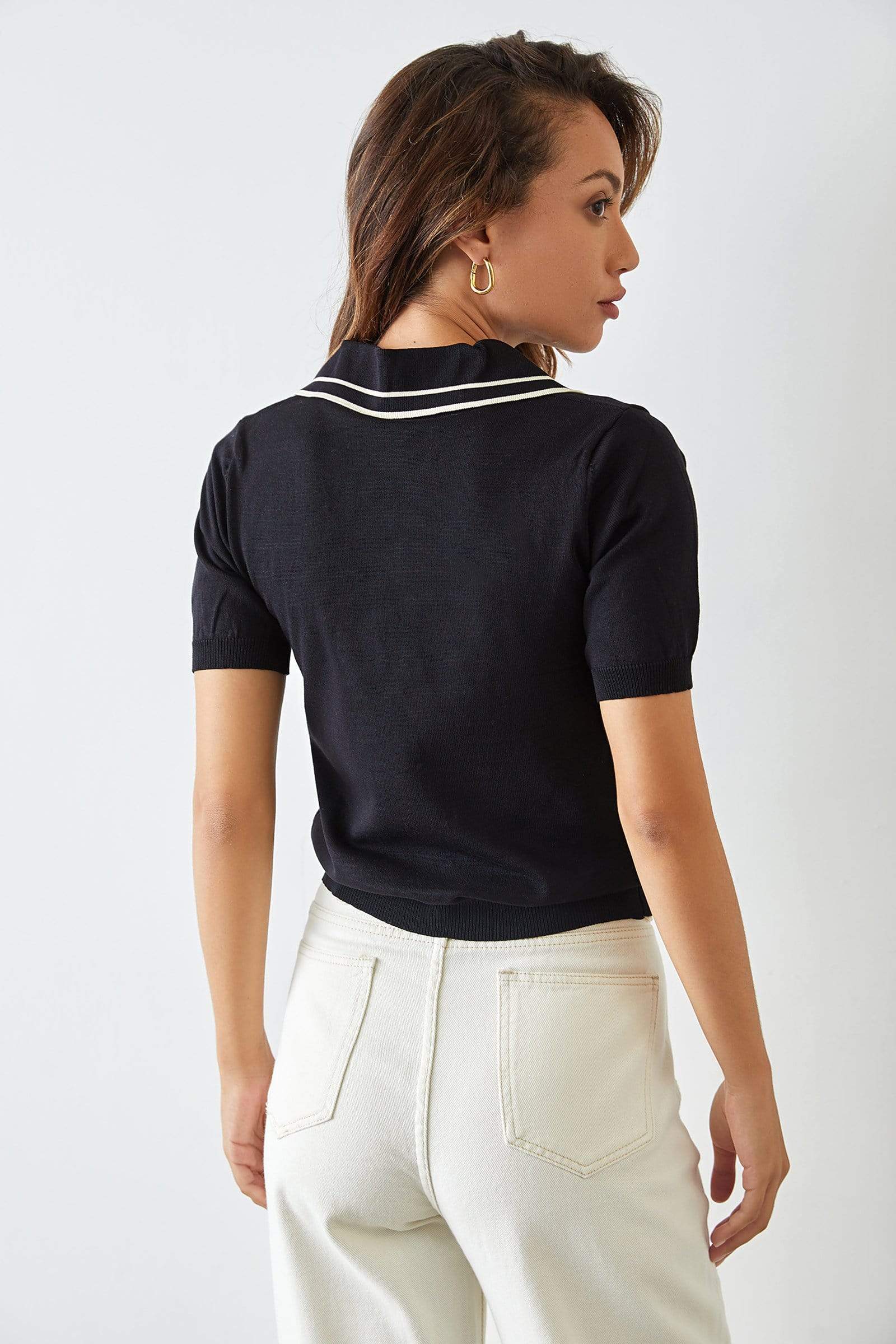 Anika Black Lapel Sweater
