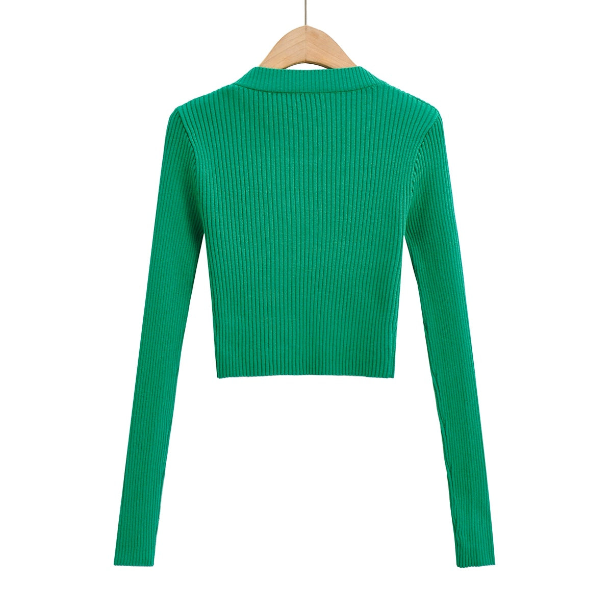 Metal Button Ribbed Fitted Sweater