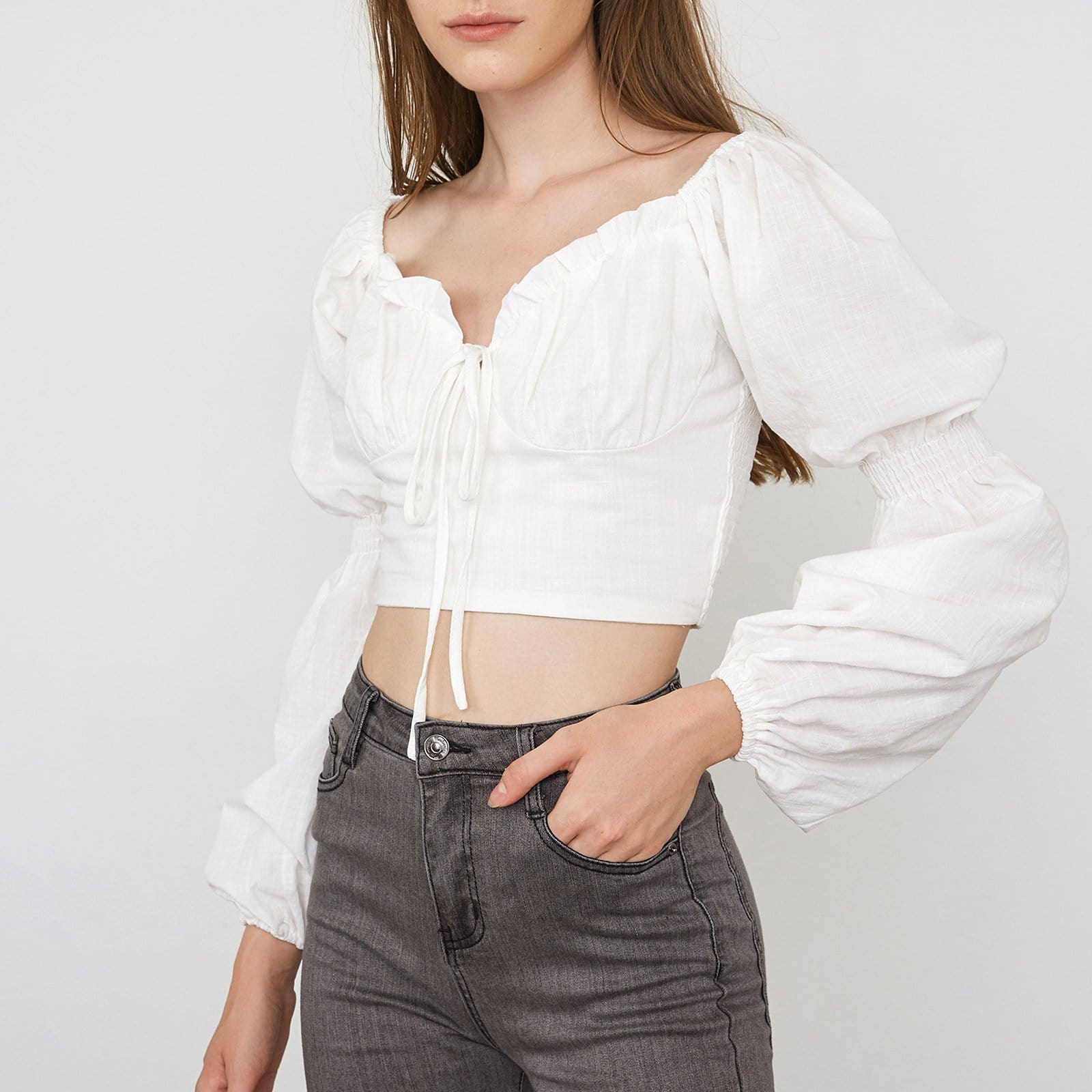 Roxanna White Puff Sleeve Blouse