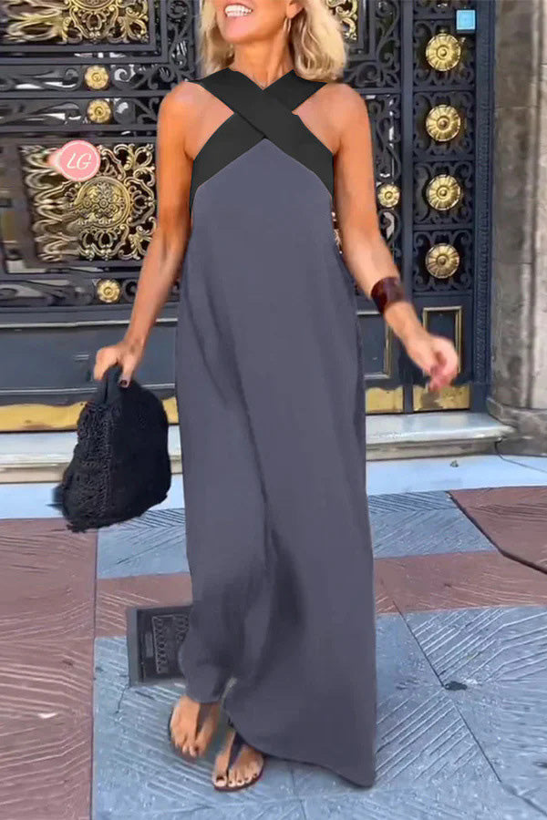 cross backless sleeveless dress