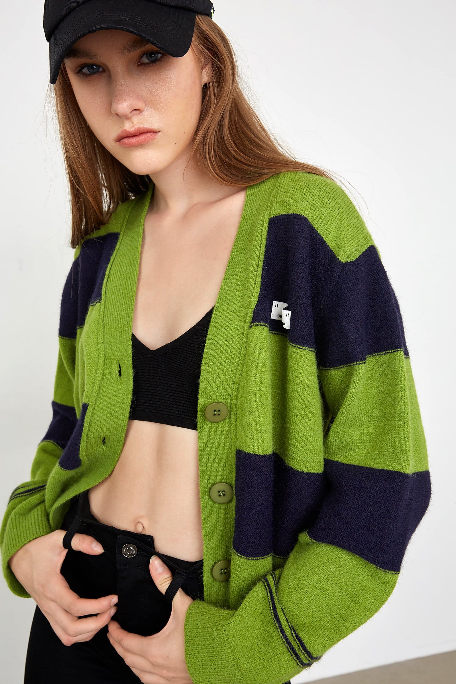 Jeanette Yellow Green Pinstripe Cardigan