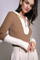 Yatzil Dark Golden Rod Premium Wool Contrast Sweater