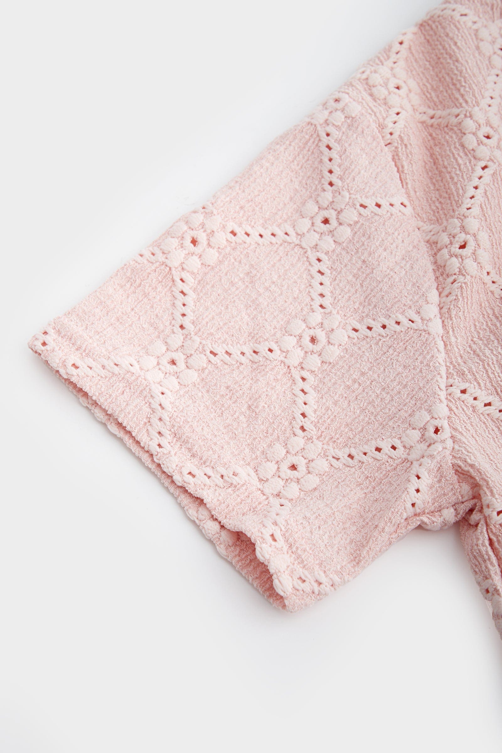 Light Pink Jacquard Short Sleeve T-shirt