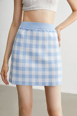 Ophelia Blue Checkered Skirt
