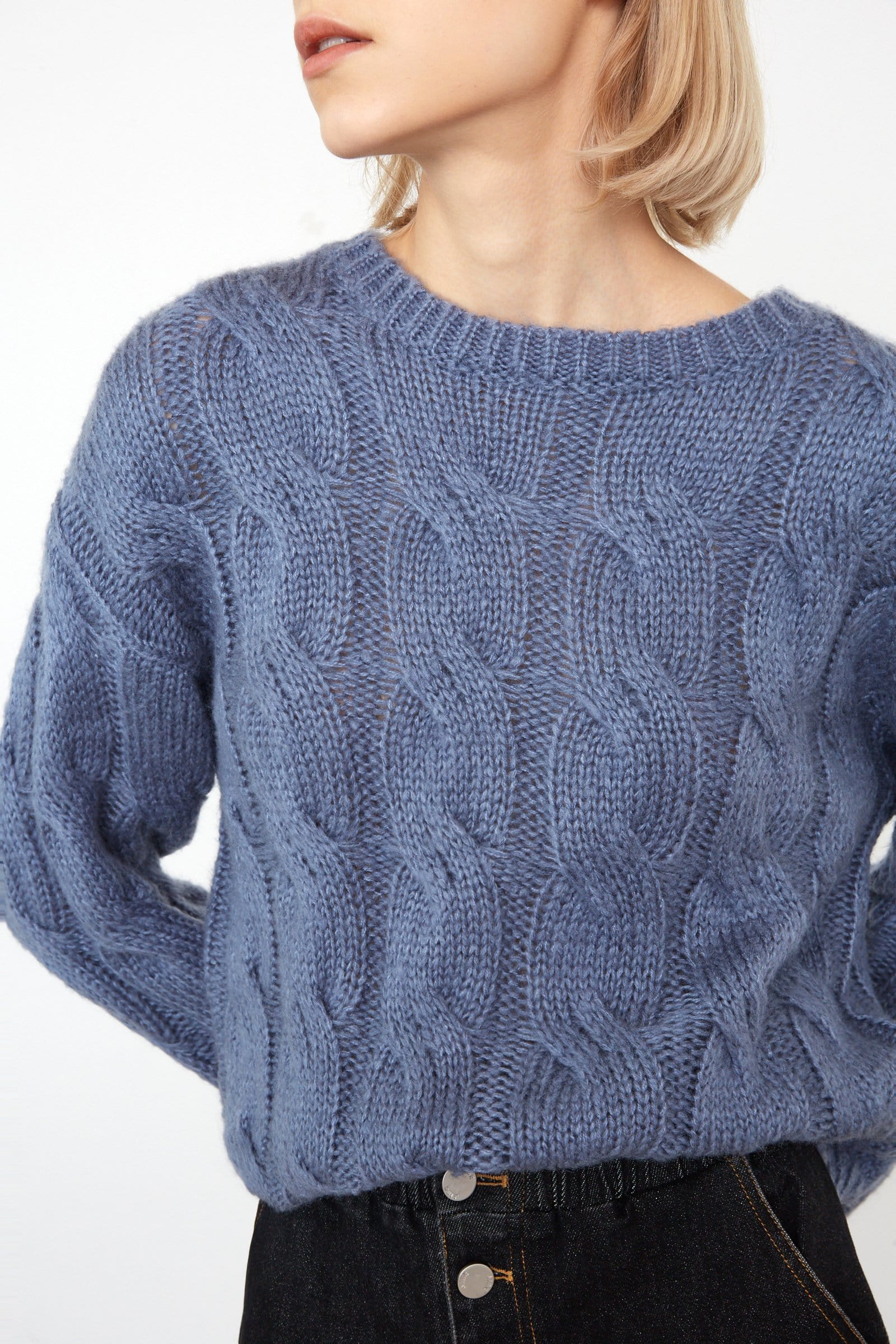 Floella Light Steel Blue Long Sleeve Sweater