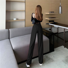 High-Rise Black Pleated Pants