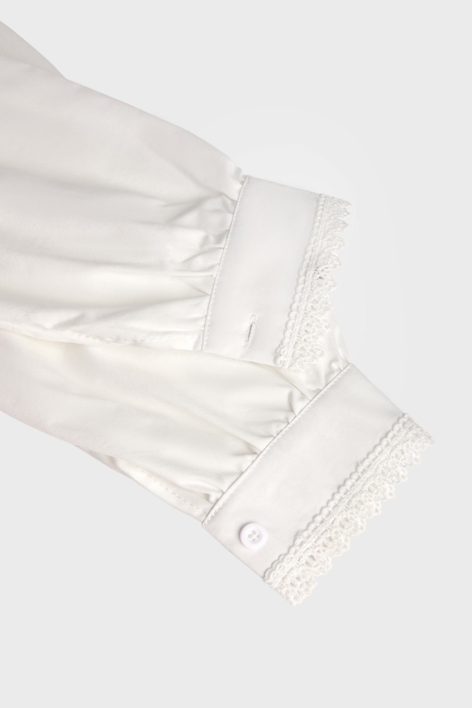 White Lace Trim Button-Up Shirt