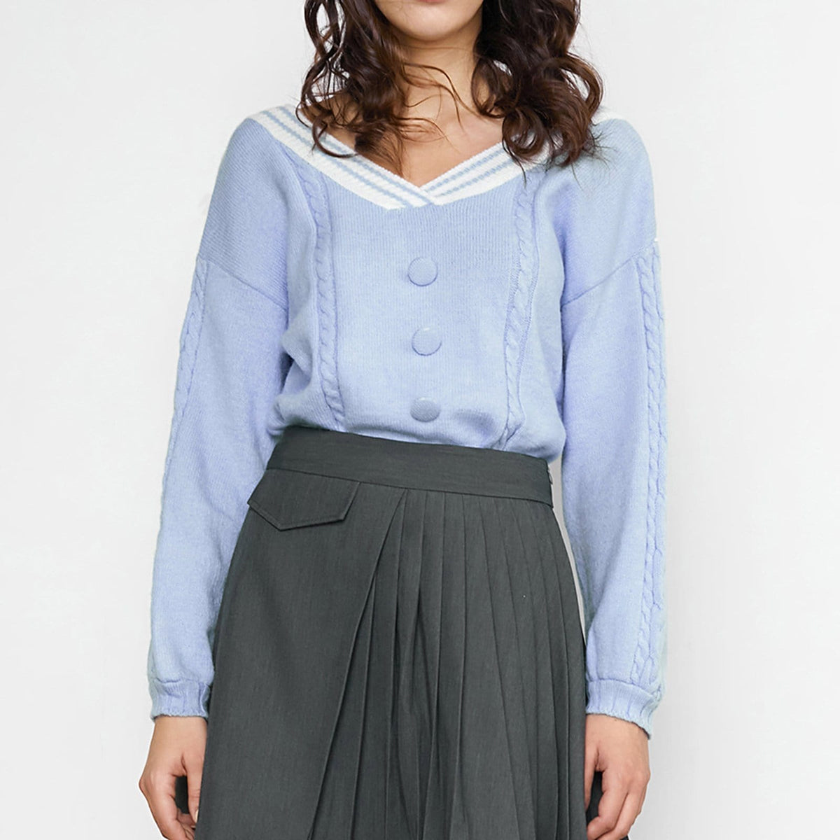 Jaquan Cornflower Blue V-Neck Sweater