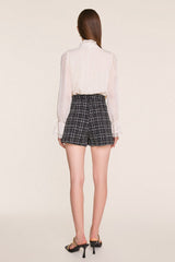 Black Checked Button Detail Tweed Skort