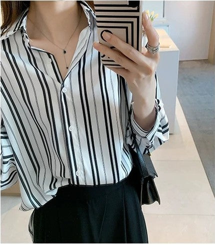 Royal White Striped Cuff Shirt