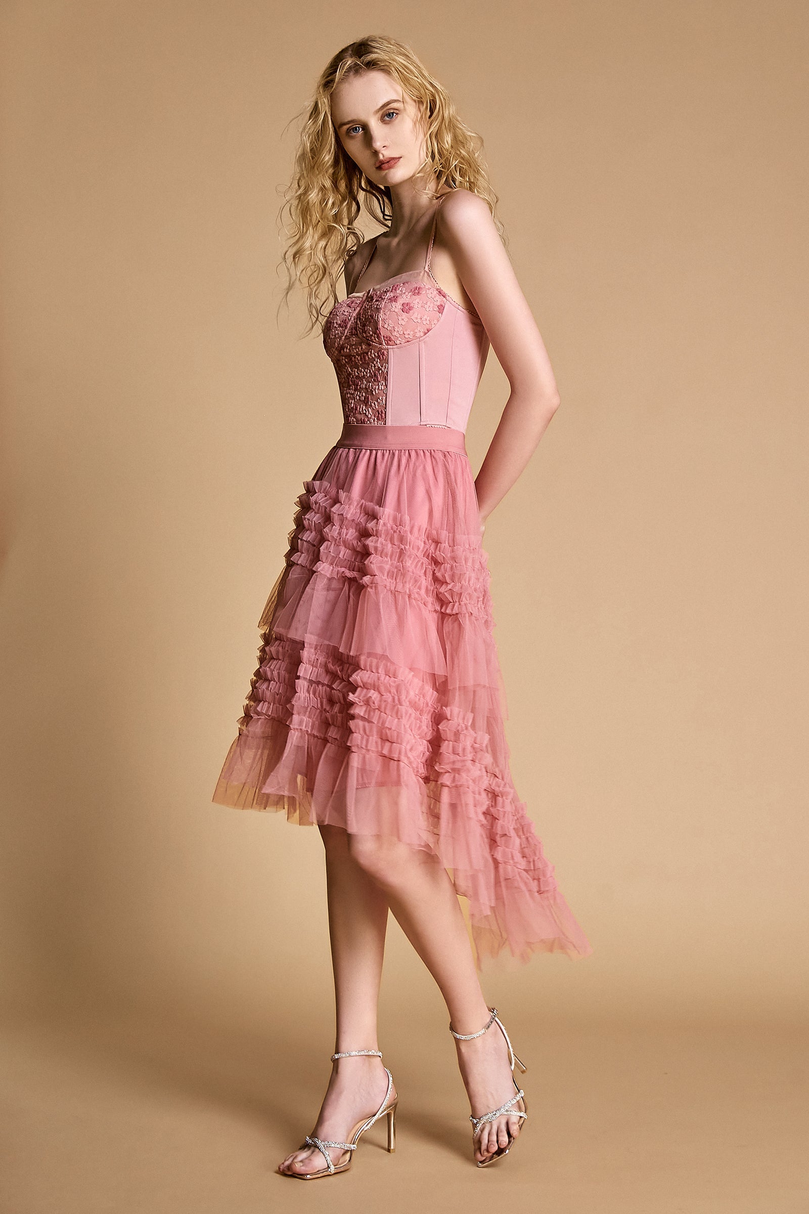 Pink Floral Lace Cropped Corset