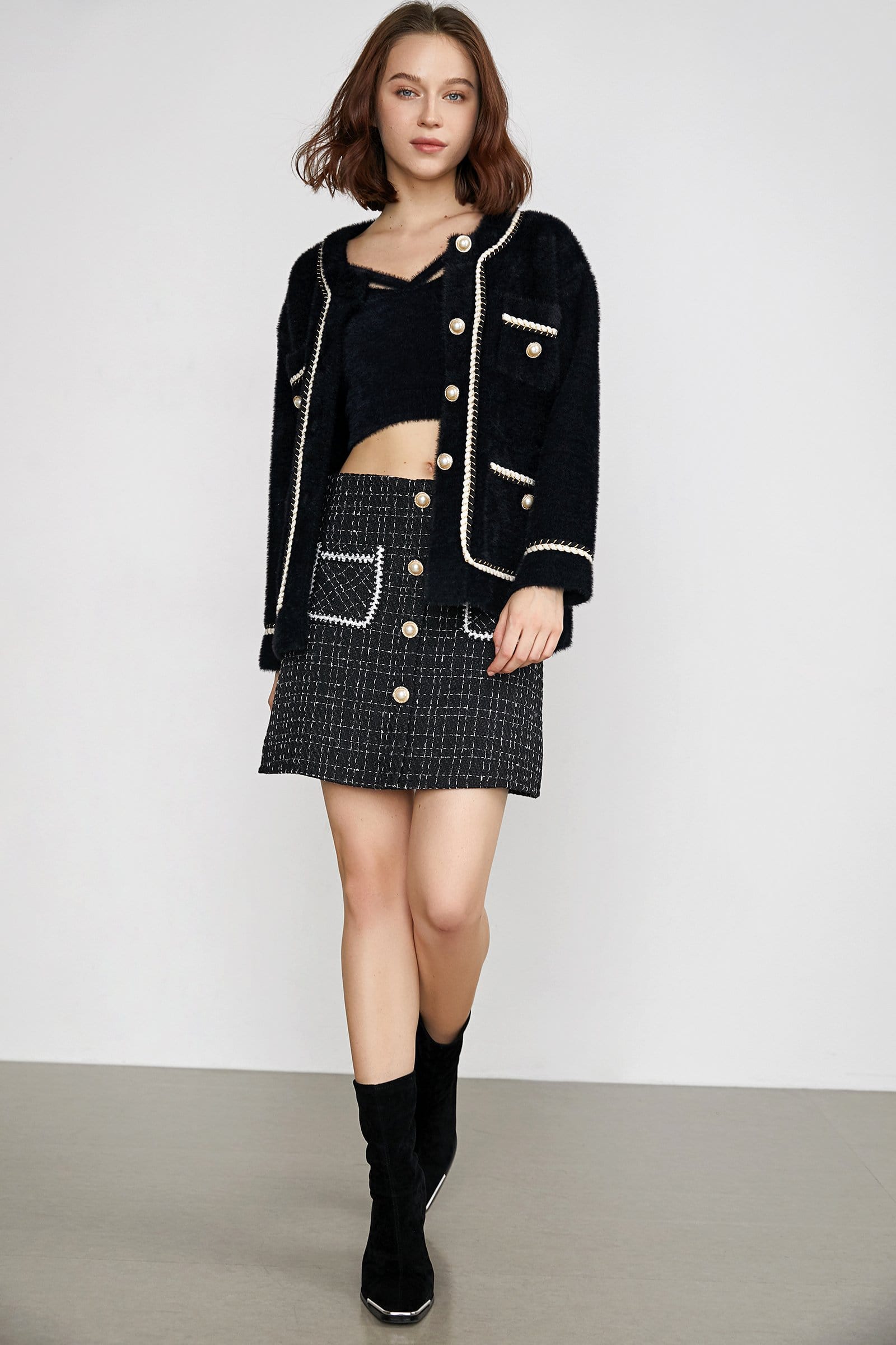 Yasmina Black Drop Shoulder Chunky Knit Cardigan